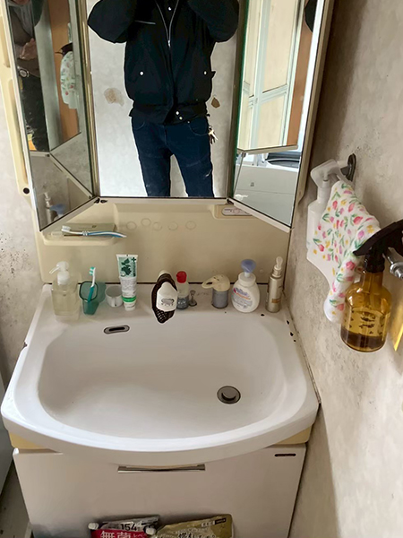 工事前-建て替えを検討後、リフォームを選択-洗面化粧台