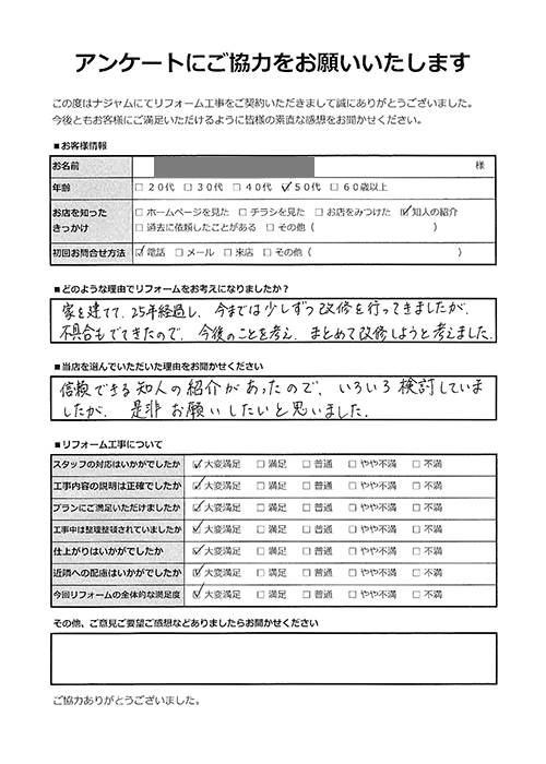 お客様の声｜埼玉県草加市｜既存エレベーターの老朽化に伴い交換リフォームを行いました